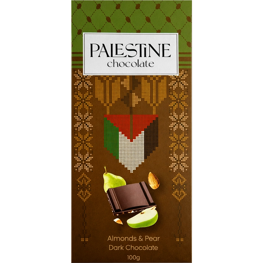 Palestine Chocolate – Almonds & Pear Dark Chocolate (100 g)