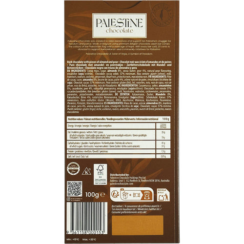 Almonds & Pear Dark Chocolate 100g